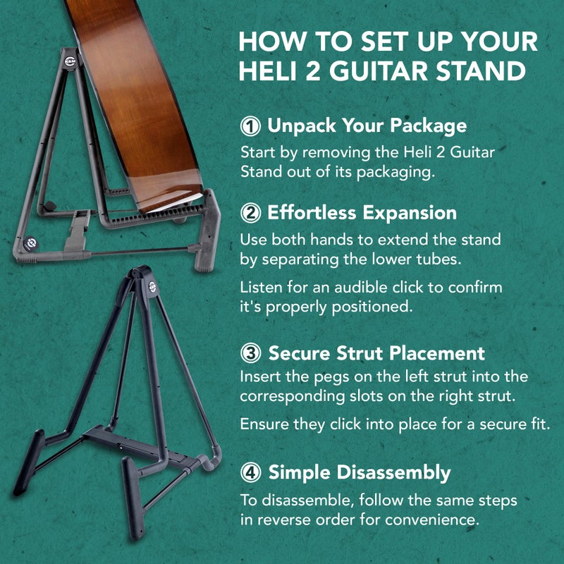 KM حامل جيتار كهربائي قابل للطي من K&M كونيغ وماير 17581.014.55 هيل 2 على شكل حرف A | قابل للتعديل وقابل للطي | قوي ودائم خيار احترافي | صنع في ألمانيا باللون الأسود - Image 4